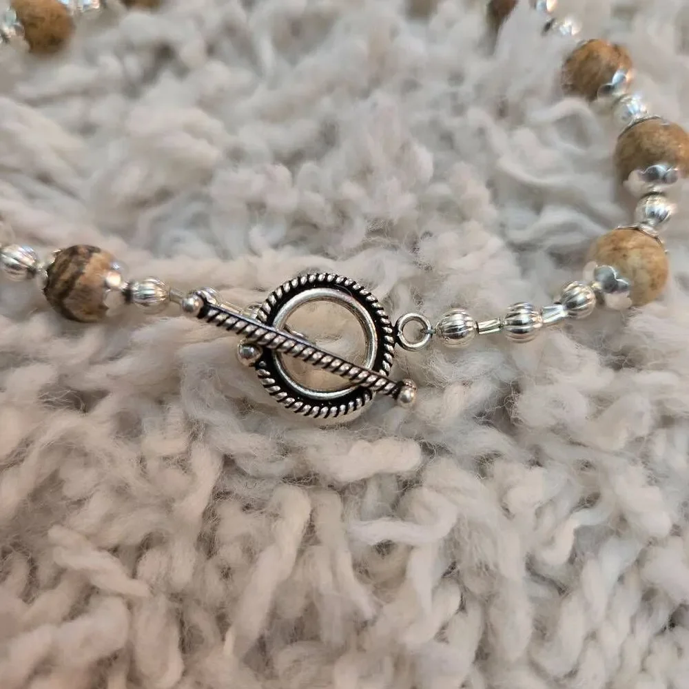 NEW Picture Jasper and Silver Bracelet